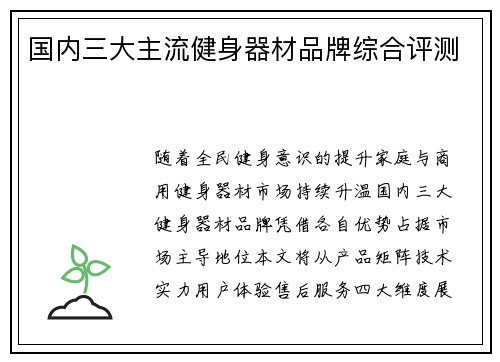 国内三大主流健身器材品牌综合评测